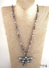 Boho Necklace, RH Crystal Dragonfly Blue Natural Stone